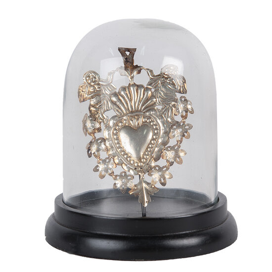 Clayre & Eef | Stolp met decoratie Zilverkleurig Zwart ø 13x17 cm | 65464