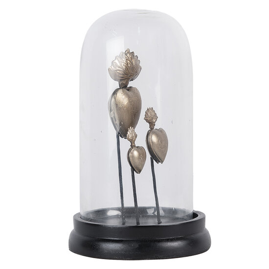 Clayre & Eef | Stolp met decoratie Zilverkleurig Zwart ø 22x13 cm | 65466