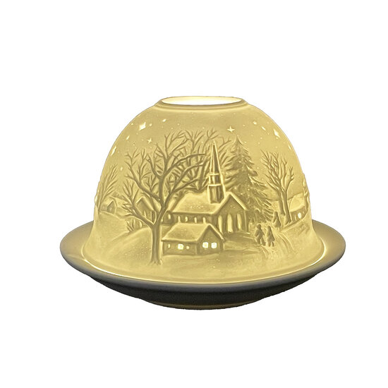 Clayre &amp; Eef   | Theelichthouder Wit &oslash; 12x8 cm | 6CE1814