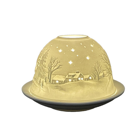 Clayre &amp; Eef   | Theelichthouder Wit &oslash; 12x8 cm | 6CE1814