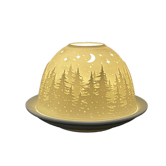 Clayre &amp; Eef   | Theelichthouder Wit &oslash; 12x8 cm | 6CE1817