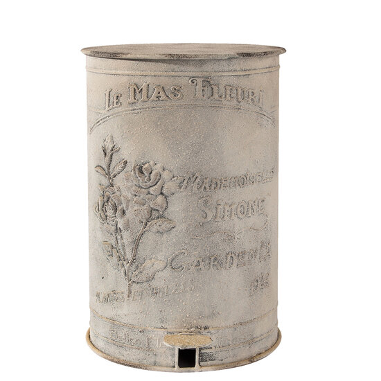 Clayre & Eef | Pedaalemmer Wit 29x35x45 cm / 12000 ml | 6Y2370