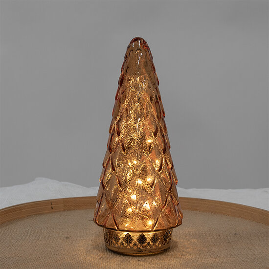 Clayre & Eef | Kerstdecoratie Kerstboom met LED Koperkleurig ø 11x24 cm | 6GL4572KO
