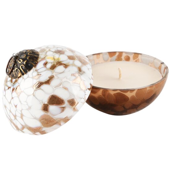 Dekoratief | Kerstbal geurkaars 'Bronze' parf. Chocolate, glas/wax, 9x9x10cm | A248022