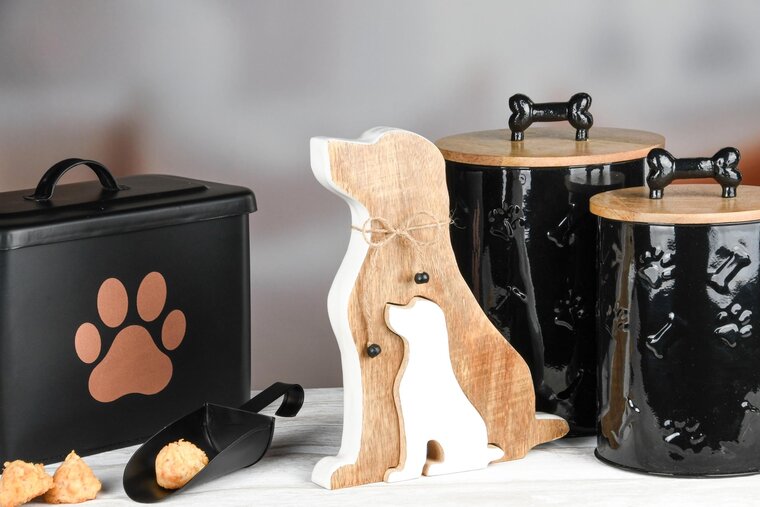 Dekoratief | Set 2 bewaardozen 'Paw', zwart, metaal, 24x14x17cm | A248224
