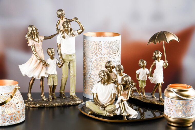 Dekoratief | Set 2 Waxinelichthouders 'Bold Blades', wit/goud, metaal, 12x12x20cm | A248301
