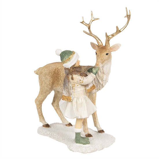 Clayre & Eef | Decoratie Kind met hert Bruin 17x12x22 cm | 6PR4187