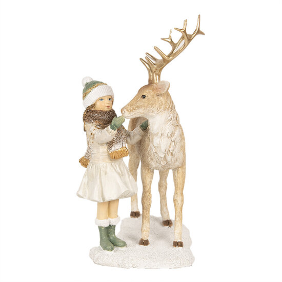 Clayre & Eef | Decoratie Kind met hert Bruin 17x12x22 cm | 6PR4187