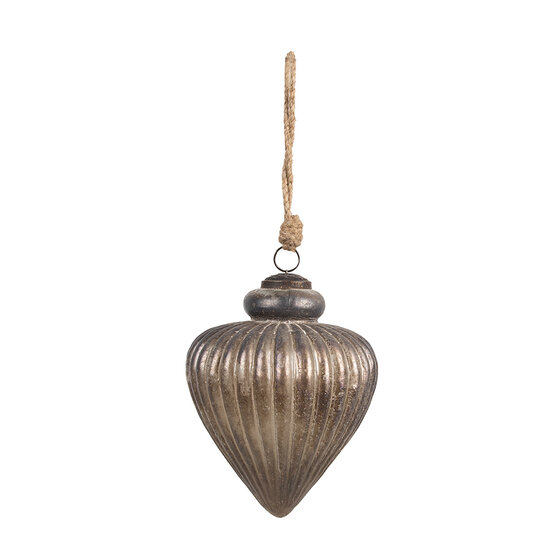 Clayre & Eef | Kerstbal Grijs ø 13x17 cm | 6GL4536M