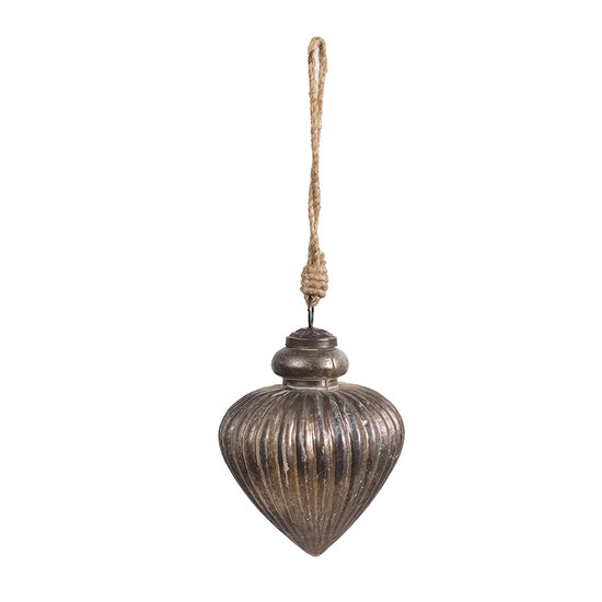 Clayre & Eef | Kerstbal Grijs ø 10x12 cm | 6GL4536S
