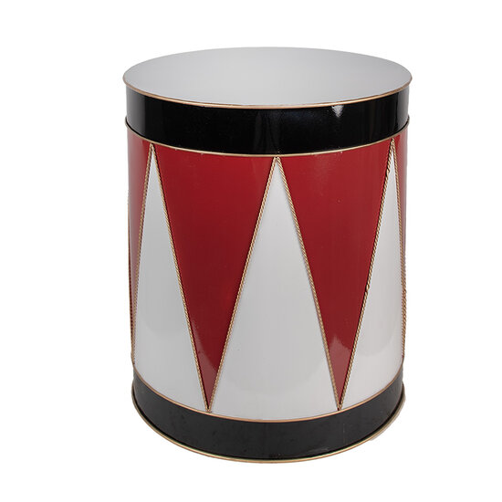 Clayre & Eef | Decoratie Trommel Wit Rood ø 43x51 cm | 6Y5636L