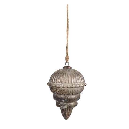 Clayre & Eef | Kerstbal Zilverkleurig ø 15x20 cm | 6GL4538L