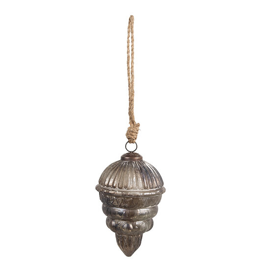 Clayre & Eef | Kerstbal Zilverkleurig ø 10x15 cm | 6GL4538M