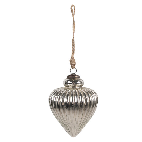 Clayre & Eef | Kerstbal Zilverkleurig ø 16x20 cm | 6GL4539L
