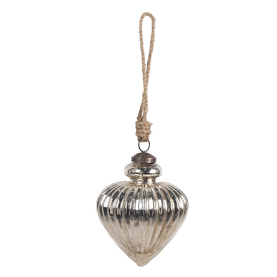 Clayre & Eef | Kerstbal Zilverkleurig ø 10x12 cm | 6GL4539S