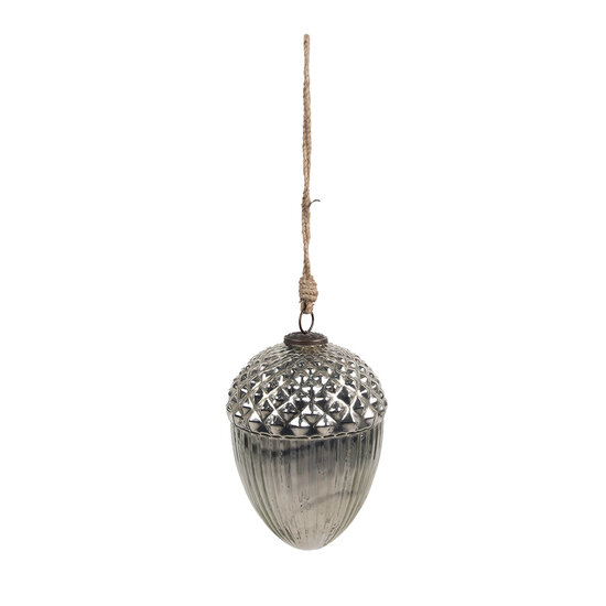 Clayre & Eef | Kerstbal Zilverkleurig ø 10x15 cm | 6GL4540L