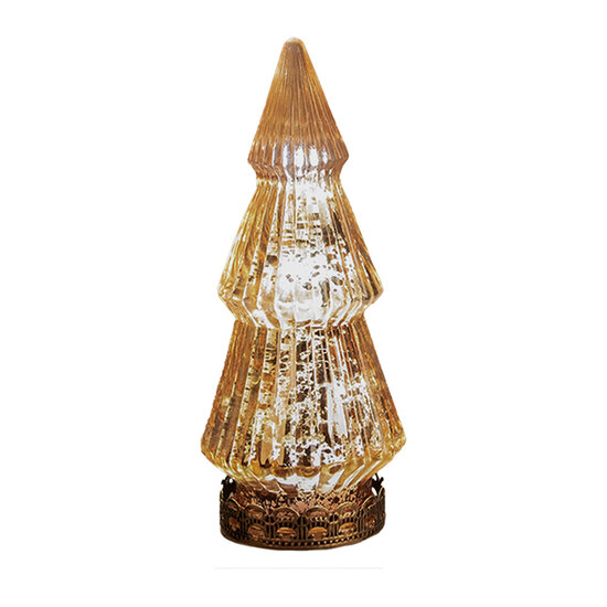 Clayre & Eef | Kerstdecoratie Kerstboom met LED Koperkleurig ø 7x16 cm | 6GL4569KO