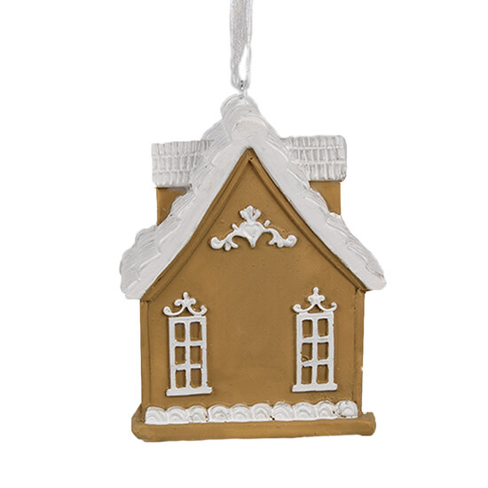 Clayre & Eef | Decoratie hanger huisje Bruin Wit 6x4x7 cm | 6PR4213