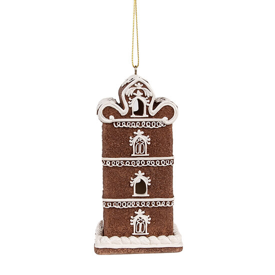 Clayre & Eef | Decoratie hanger huisje met LED Bruin 6x6x12 cm | 6PR4360