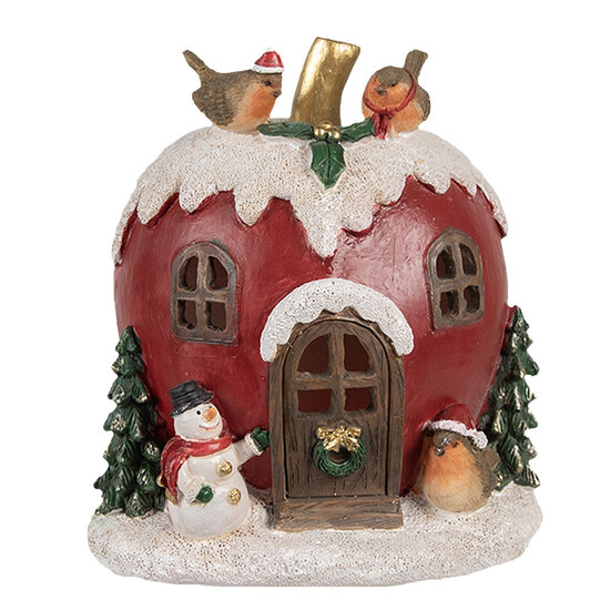Clayre &amp; Eef   | Decoratie Huis met LED Rood 12x11x13 cm | 6PR4175