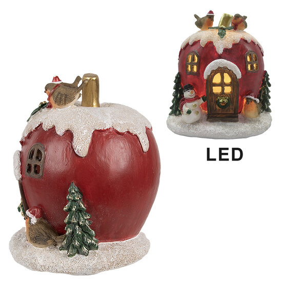 Clayre &amp; Eef   | Decoratie Huis met LED Rood 12x11x13 cm | 6PR4175