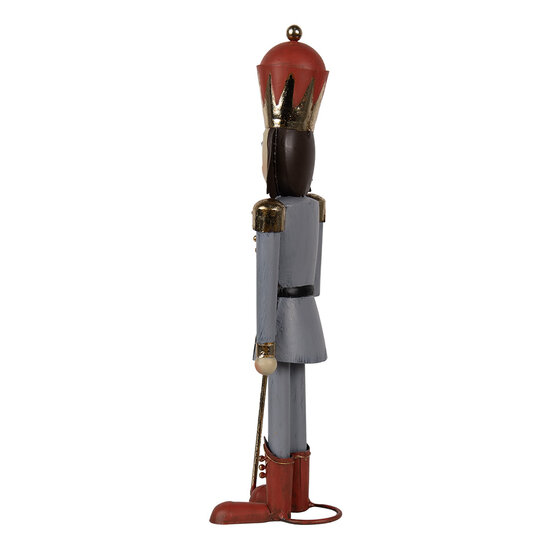 Clayre & Eef | Decoratie Beeld Notenkraker Grijs Rood 12x9x36 cm | 6Y5608
