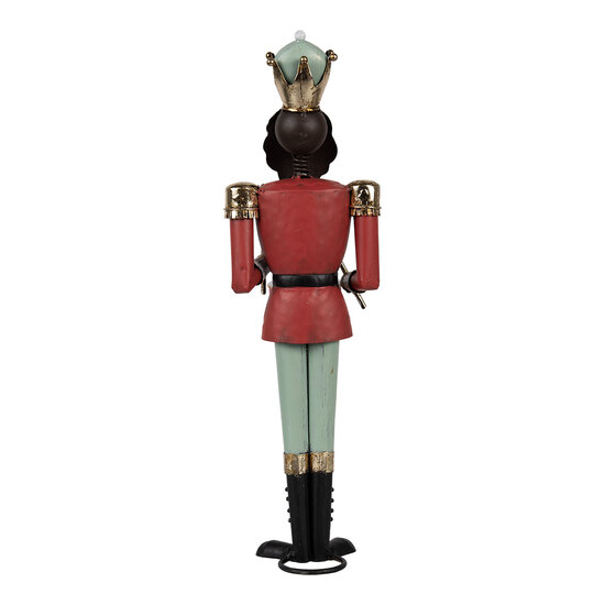 Clayre & Eef | Decoratie Beeld Notenkraker Rood Groen 12x12x37 cm | 6Y5609