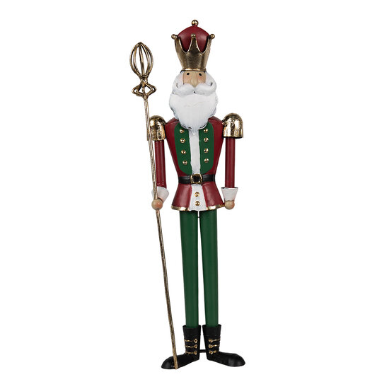 Clayre & Eef | Decoratie Beeld Notenkraker Groen Rood 11x8x36 cm | 6Y5610