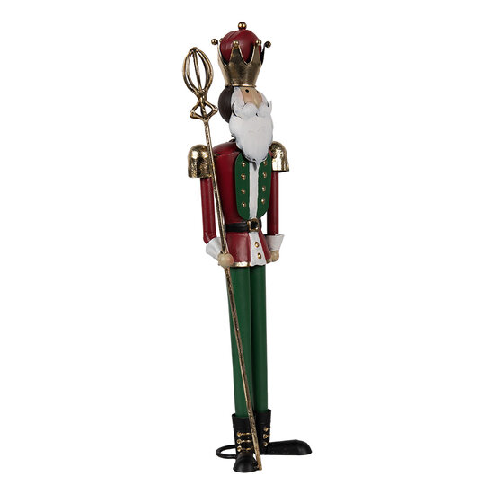 Clayre & Eef | Decoratie Beeld Notenkraker Groen Rood 11x8x36 cm | 6Y5610