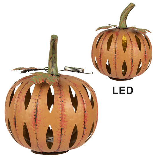 Clayre & Eef | Decoratie Pompoen met LED Oranje ø 28x34 cm | 6Y5615