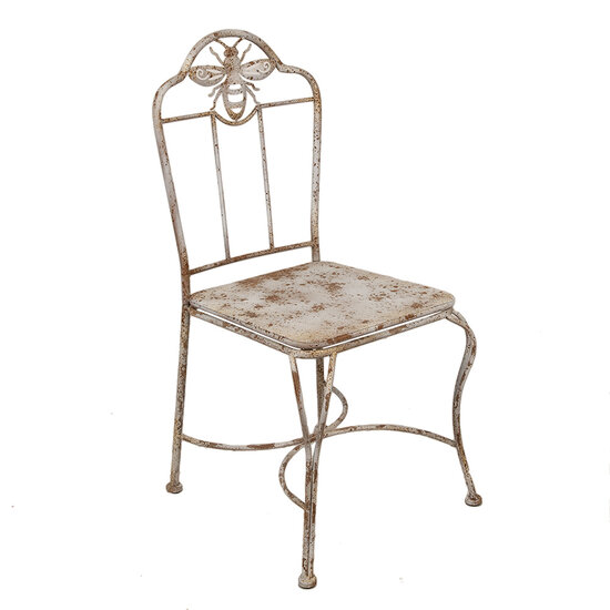 Clayre & Eef | Tuinstoel Wit Bruin 47x47x91 cm | 6Y5621