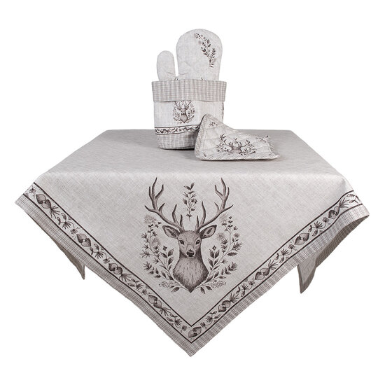 Clayre & Eef | Vierkant Tafelkleed Beige Bruin 100x100 cm | GTW01