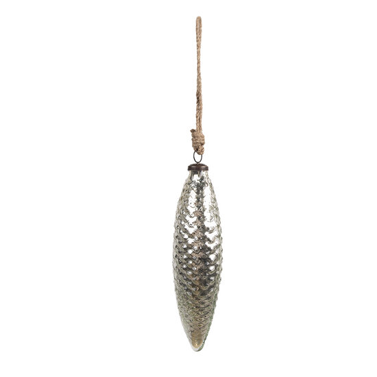 Clayre & Eef | Kerstbal Zilverkleurig ø 6x23 cm | 6GL4541L