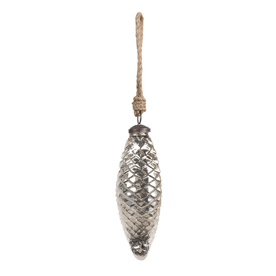 Clayre & Eef | Kerstbal Zilverkleurig ø 6x16 cm | 6GL4541M