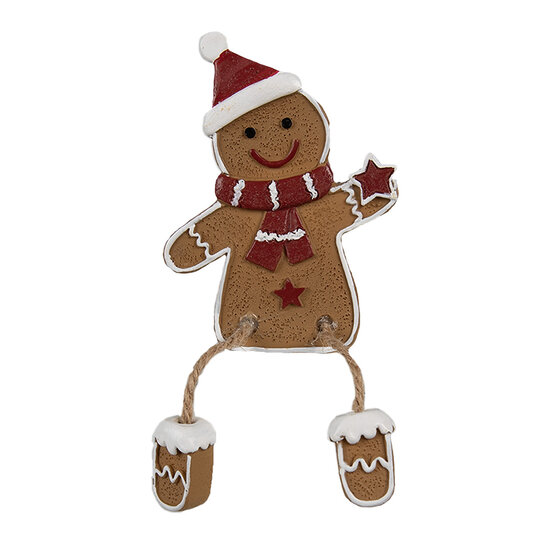 Clayre & Eef | Decoratie peperkoekpoppenset van 2 Bruin Wit 7x2x9 cm | 6PR4196
