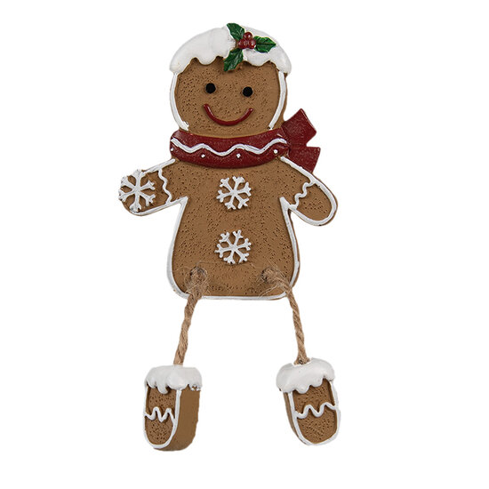 Clayre & Eef | Decoratie peperkoekpoppenset van 2 Bruin Wit 7x2x9 cm | 6PR4196