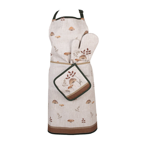 Clayre & Eef | Keukenschort Beige Bruin 70x85 cm | LFJ41