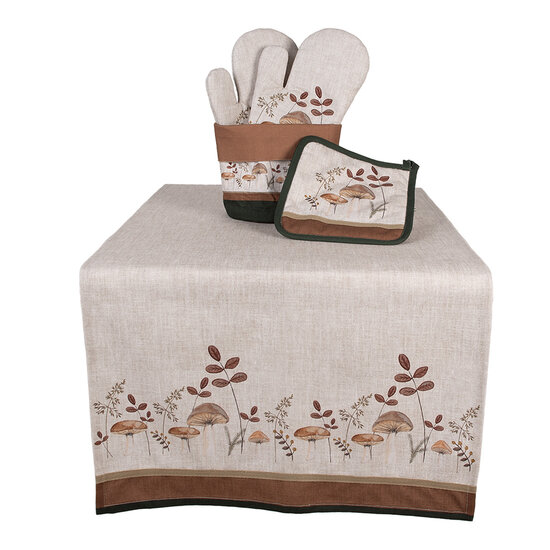 Clayre & Eef | Tafelloper Beige Bruin 50x140 cm | LFJ64