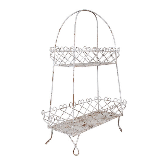 Clayre & Eef | Etagère 2 laags Wit Bruin 47x24x66 cm | 5Y1238
