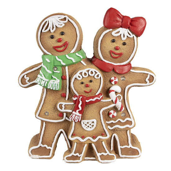 Clayre & Eef | Decoratie peperkoekpoppen met LED Bruin Wit 31x10x35 cm | 6MG0049