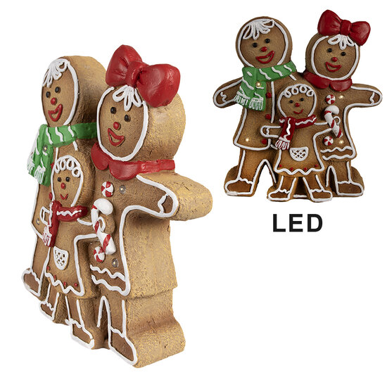 Clayre & Eef | Decoratie peperkoekpoppen met LED Bruin Wit 31x10x35 cm | 6MG0049