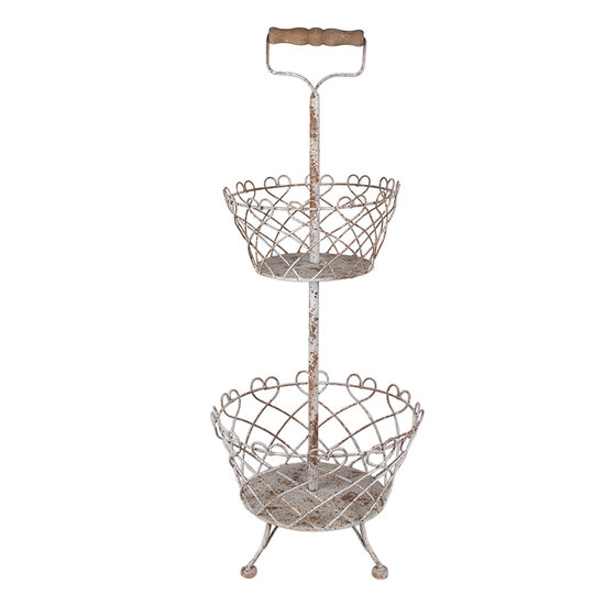 Clayre & Eef | Etagère 2 laags Wit ø 28x74 cm | 6Y5620