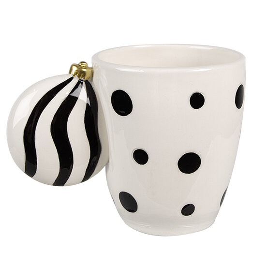 Clayre & Eef | Mok Wit Zwart 14x9x10 cm / 350 ml | 6CEMU0162Z