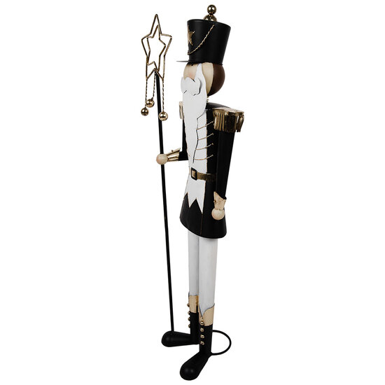 Clayre & Eef | Decoratie Beeld Notenkraker Zwart Wit 30x23x103 cm | 5Y1240