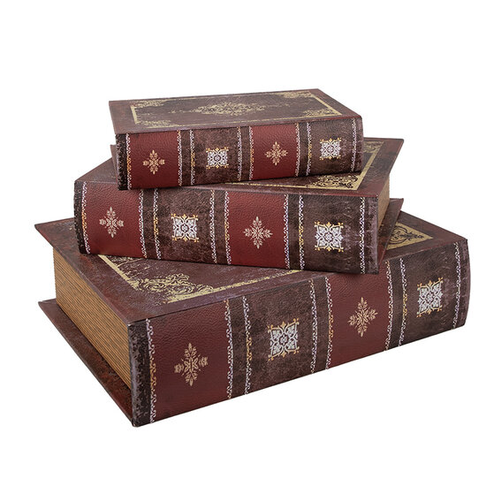 Clayre & Eef | Opbergdoos Bruin Beige (3) 27x22x7 / 22x17x6 / 17x12x4 cm | 65696