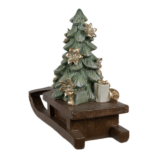Clayre & Eef | Kerstdecoratie Slee Bruin 20x8x17 cm | 6PR4185
