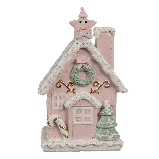 Clayre & Eef | Decoratie Huis met LED Roze 10x8x15 cm | 6PR4199