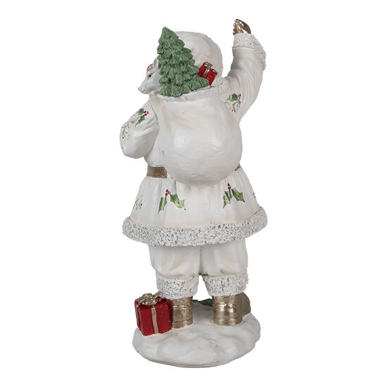 Clayre & Eef | Kerstdecoratie Kerstman Wit 14x16x31 cm | 6PR4296