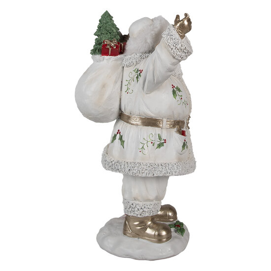 Clayre & Eef | Kerstdecoratie Kerstman Wit 14x16x31 cm | 6PR4296