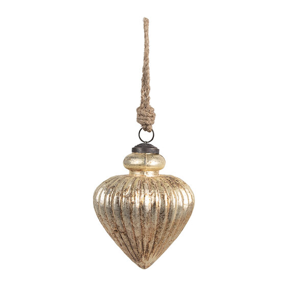 Clayre & Eef | Kerstbal Goudkleurig Bruin ø 8x12 cm | 6GL4551S